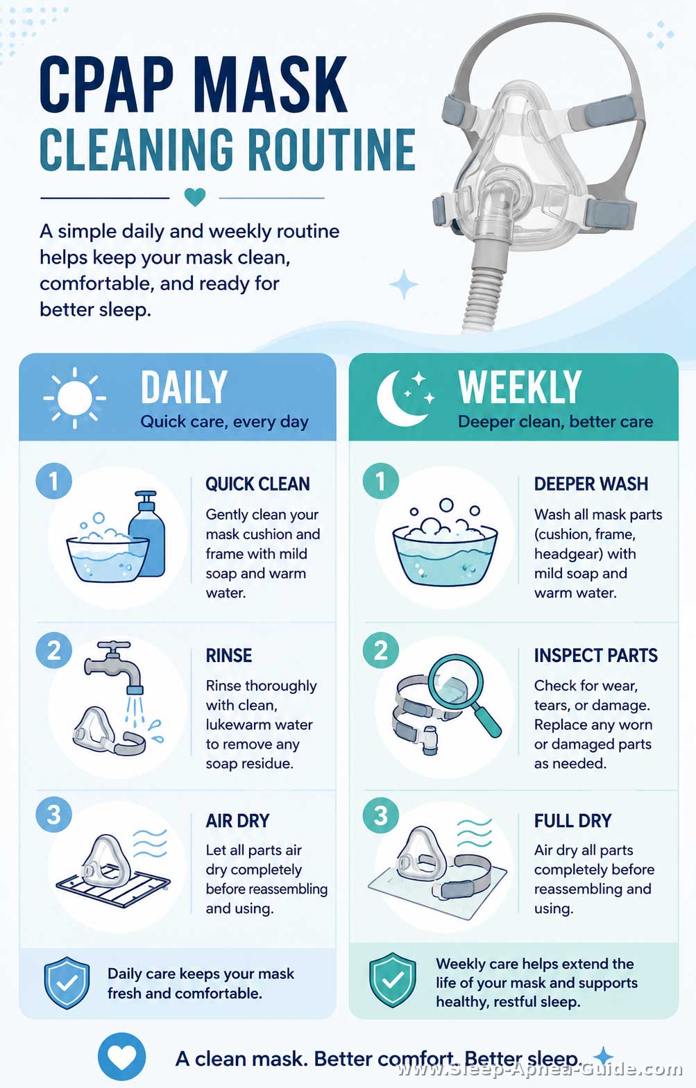 Daily vs weekly CPAP mask cleaning 